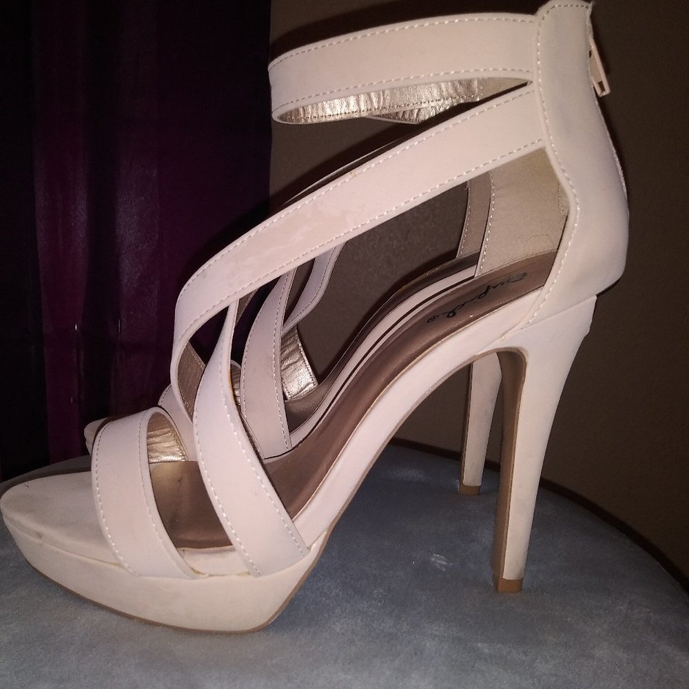 cream high heels